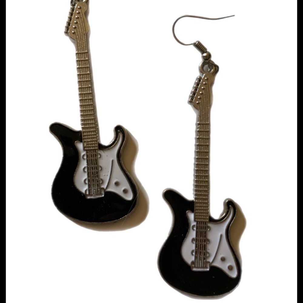 Black Guitar Earrings